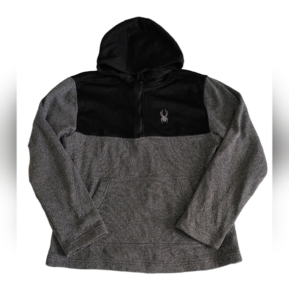 Spyder Medium Quarter Zip Black Grey Pullover Hoodie Sweater - Picture 1 of 17